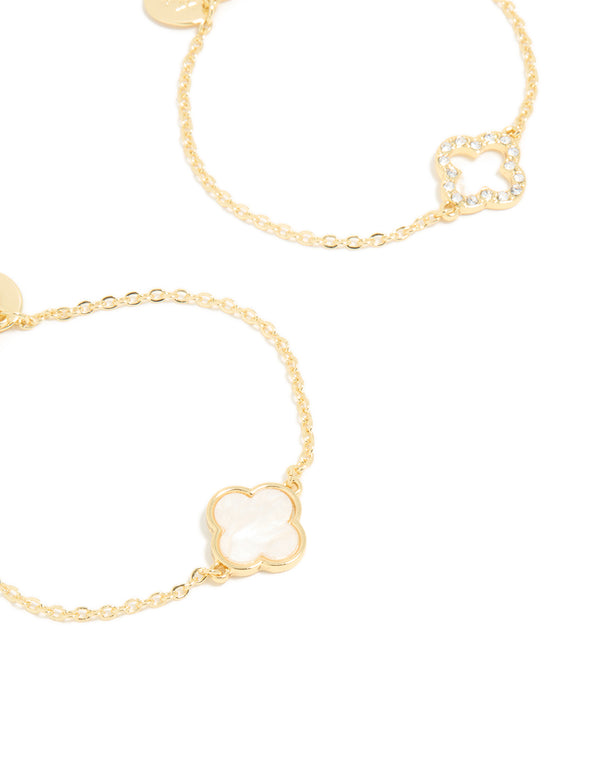 Gold Plated Flower Bracelets 2-Pack