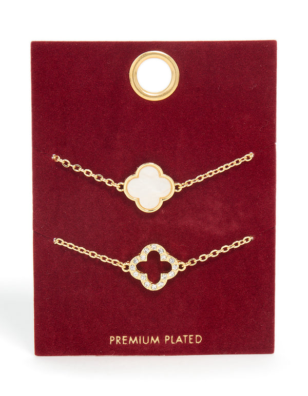 Gold Plated Flower Bracelets 2-Pack