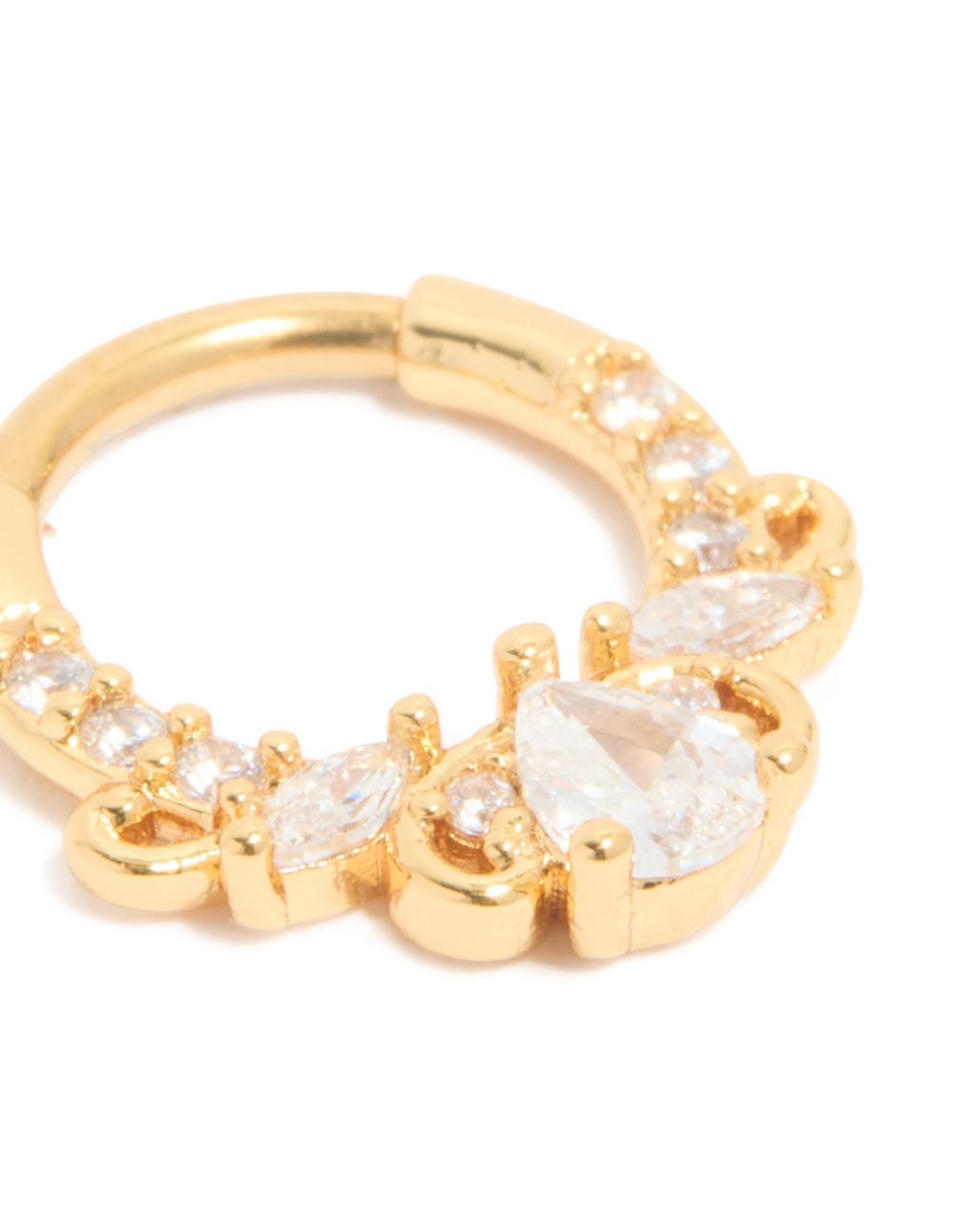 Gold Plated Titanium Diamante Detail Clicker Ring