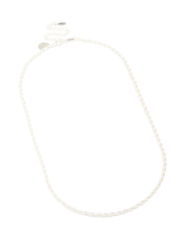 Explore this waterproof stainless steel twist chain necklace in silver, designed for statement style front view