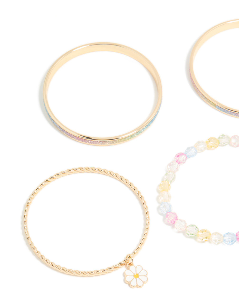 Kids Gold Easter Bunny Shaker & Daisy Bangles 5-Pack
