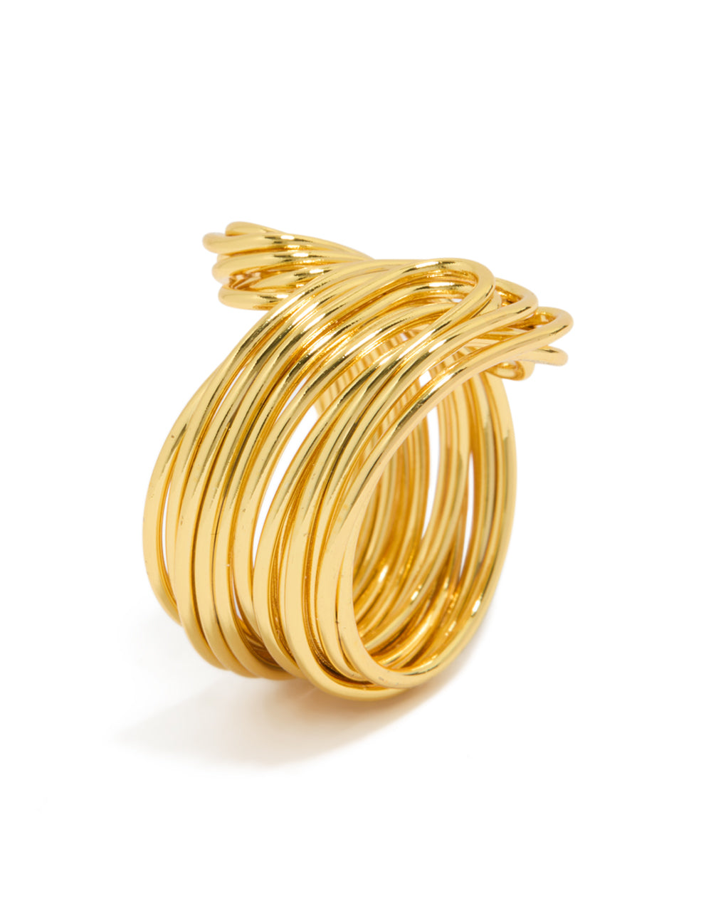 Showcasing a waterproof gold plated stainless steel lined wrap ring in chunky style side detail view