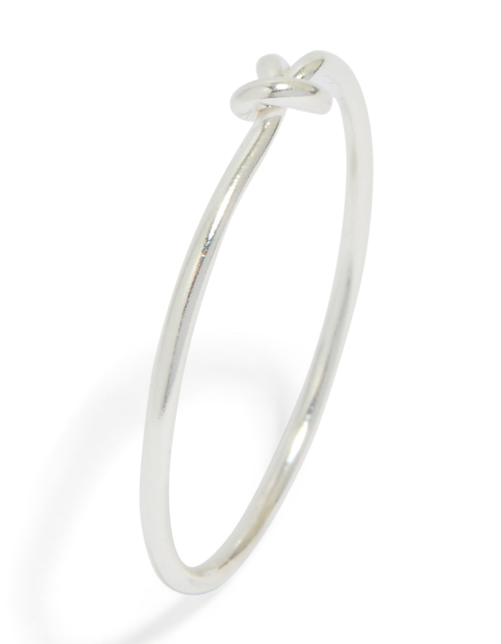 Crafted from dainty sterling silver tiny knot ring side detail view