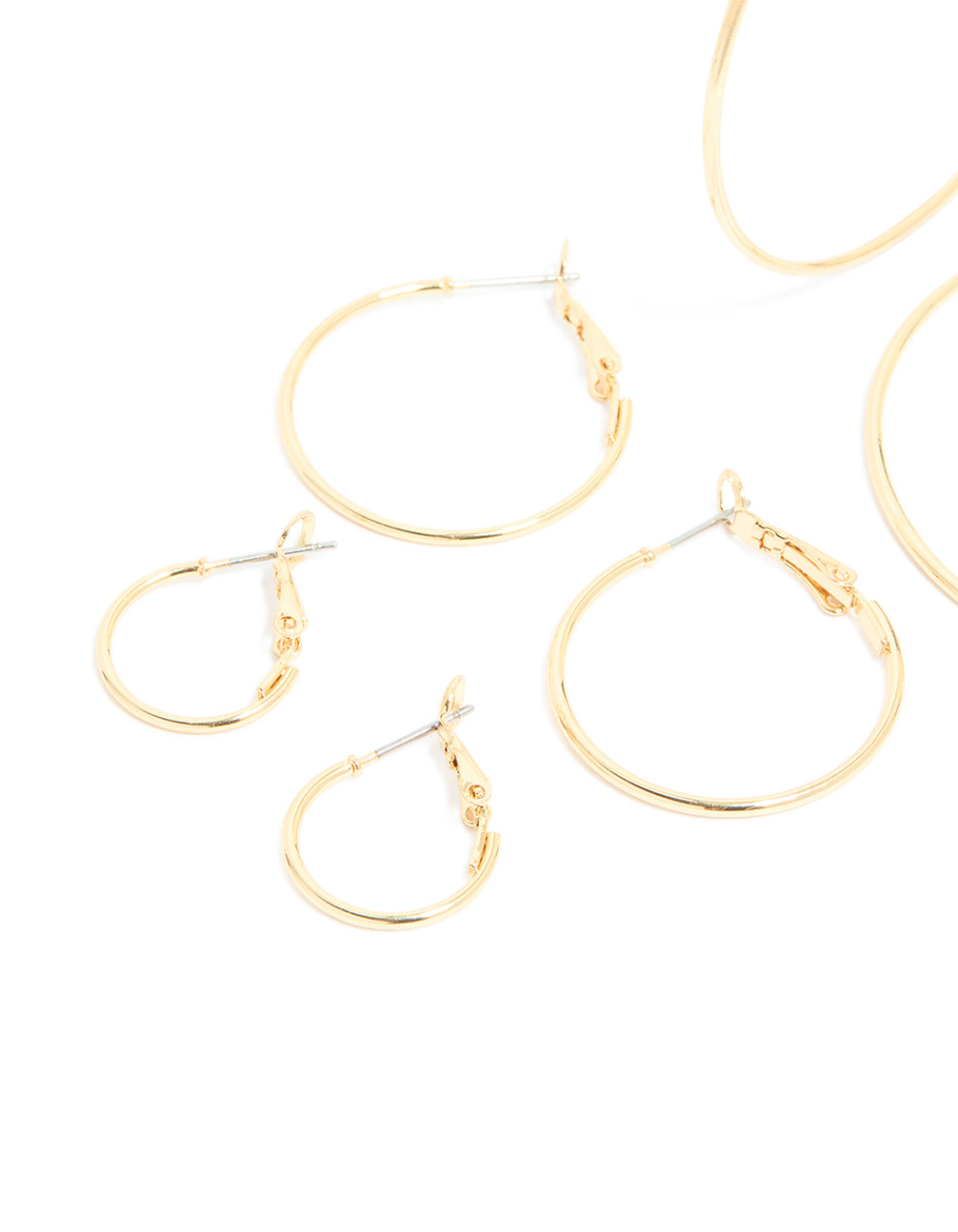 Gold Plated Fine Thin Hoop Earrings 4 Pack