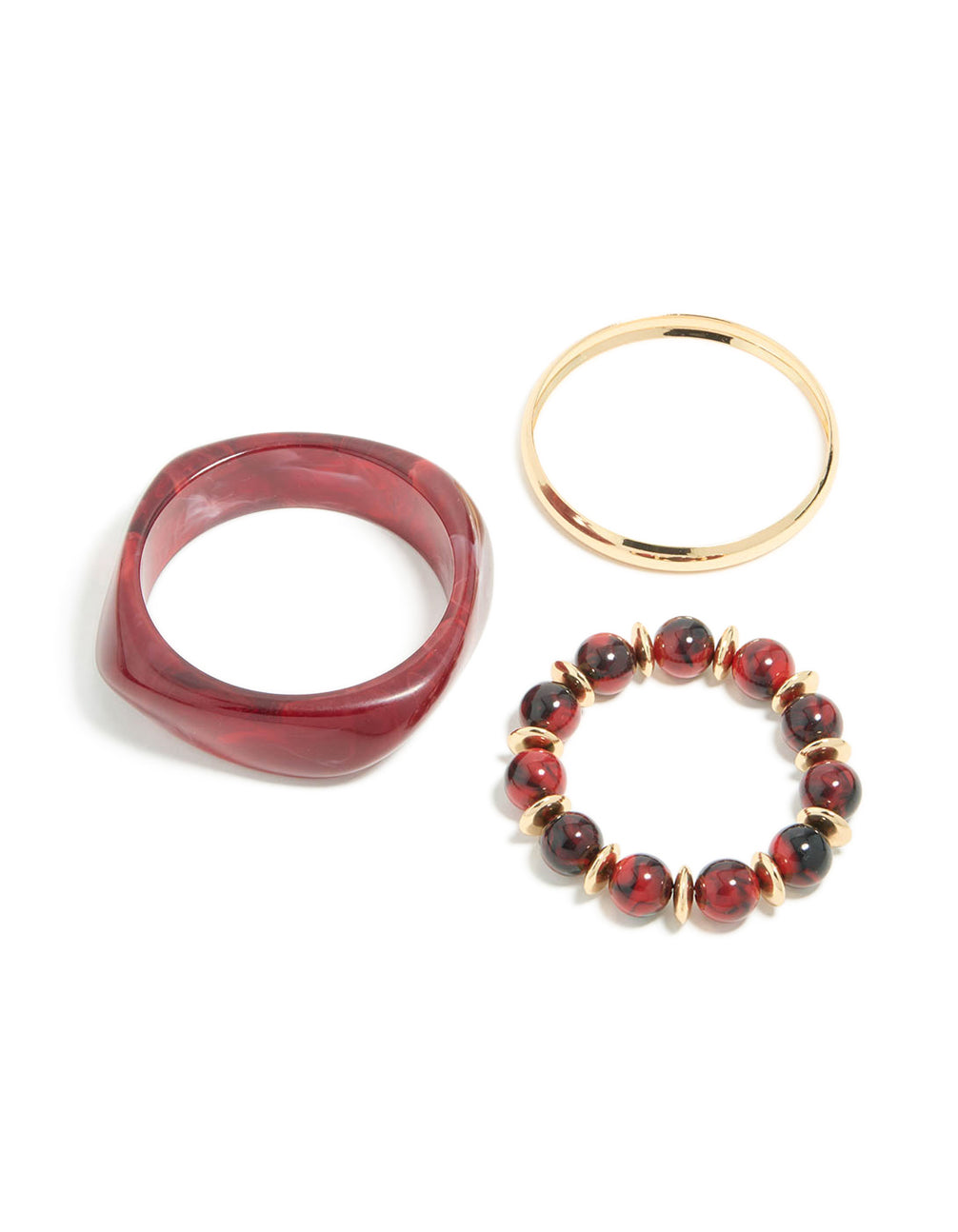 Gold & Burgundy Acrylic Bangles 3-Pack
