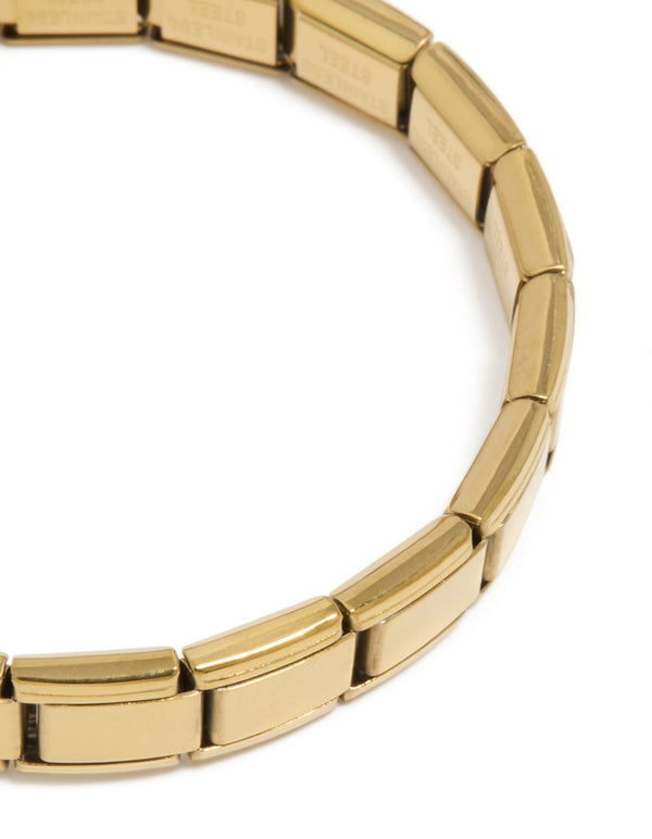 Waterproof Gold Plated Stainless Steel Stretch Link Bracelet
