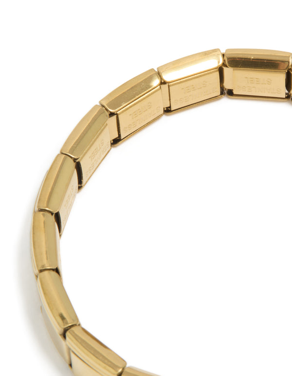 Waterproof Gold Plated Stainless Steel Stretch Link Bracelet