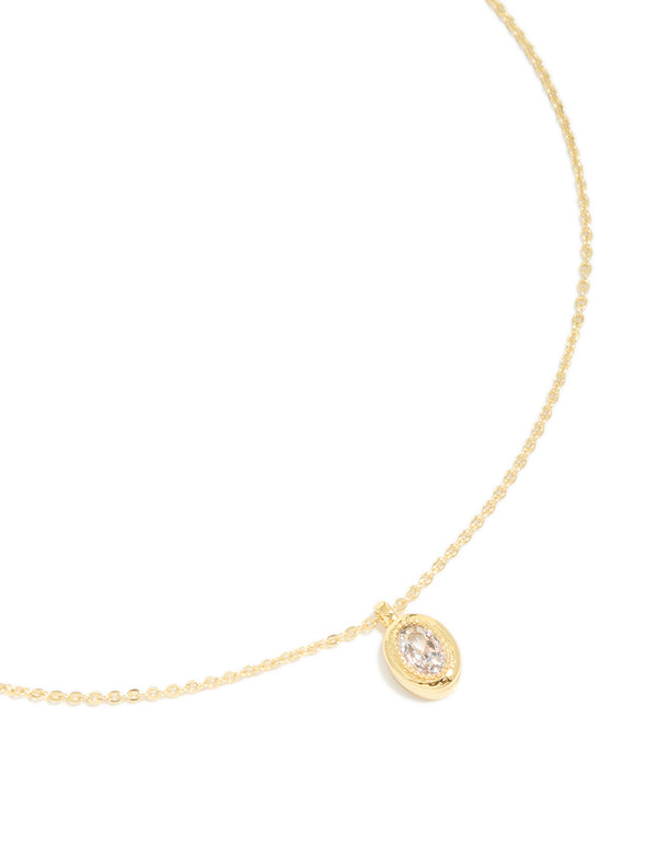 Gold Plated Brass Cubic Zirconia April Birthstone Necklace