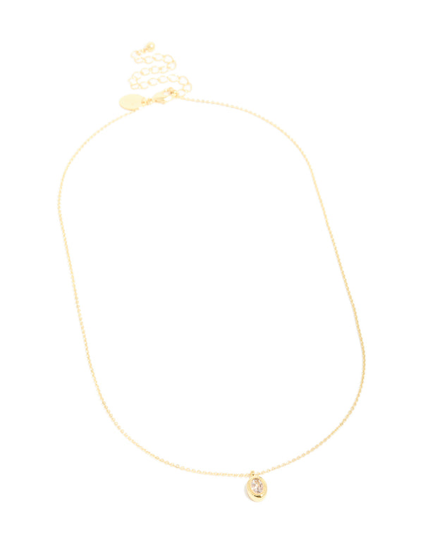 Gold Plated Brass Cubic Zirconia April Birthstone Necklace