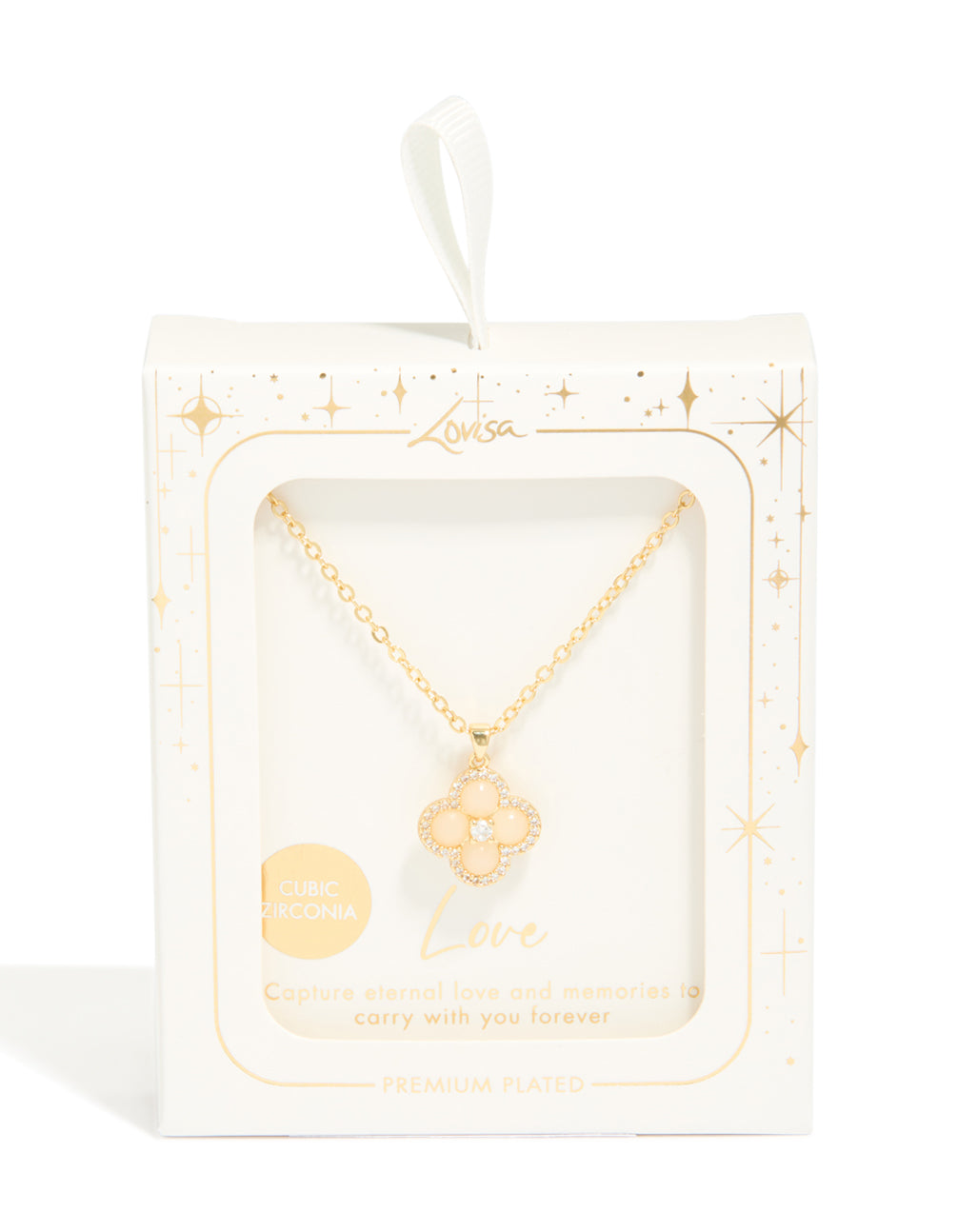 Gold Plated Cubic Zirconia Flower Necklace
