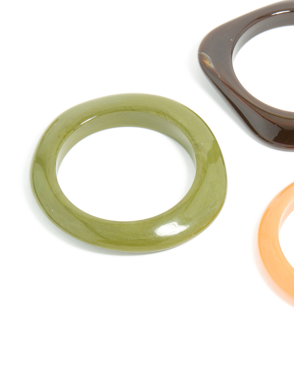 Green & Light Brown Acrylic Swirl Bangles 3-Pack