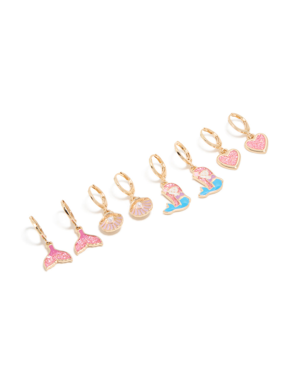 Kids Gold Mermaid Huggie Earrings 4-Pack