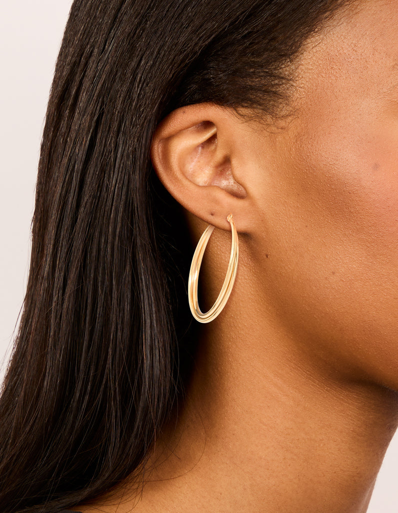 Gold Plated Surgical Steel Crossover Hoop Earrings 40 MM - Lovisa