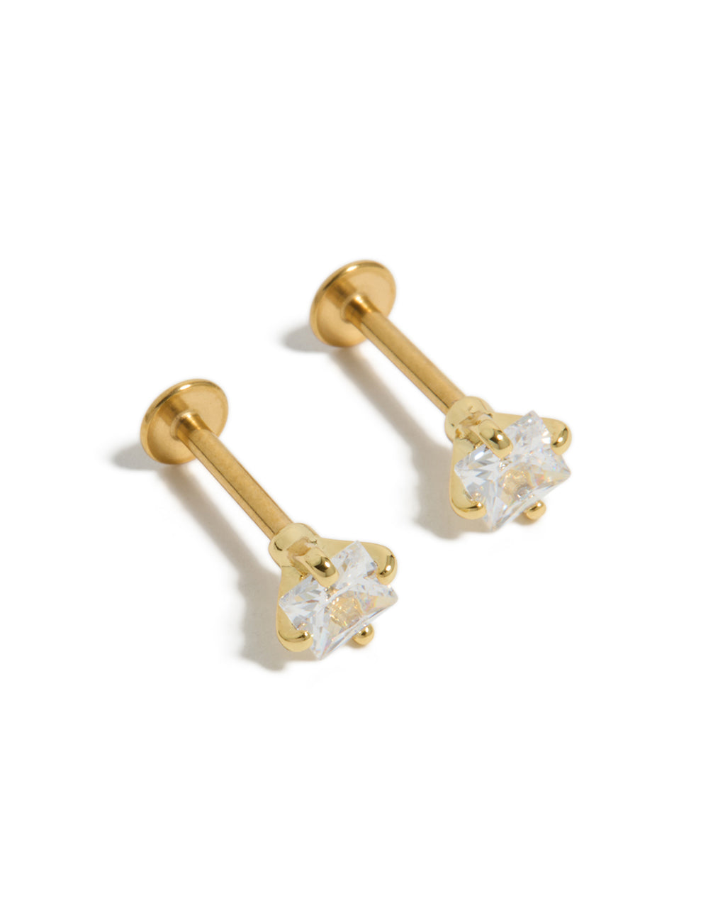 Gold Plated Surgical Steel Cubic Zirconia Flat Back Studs