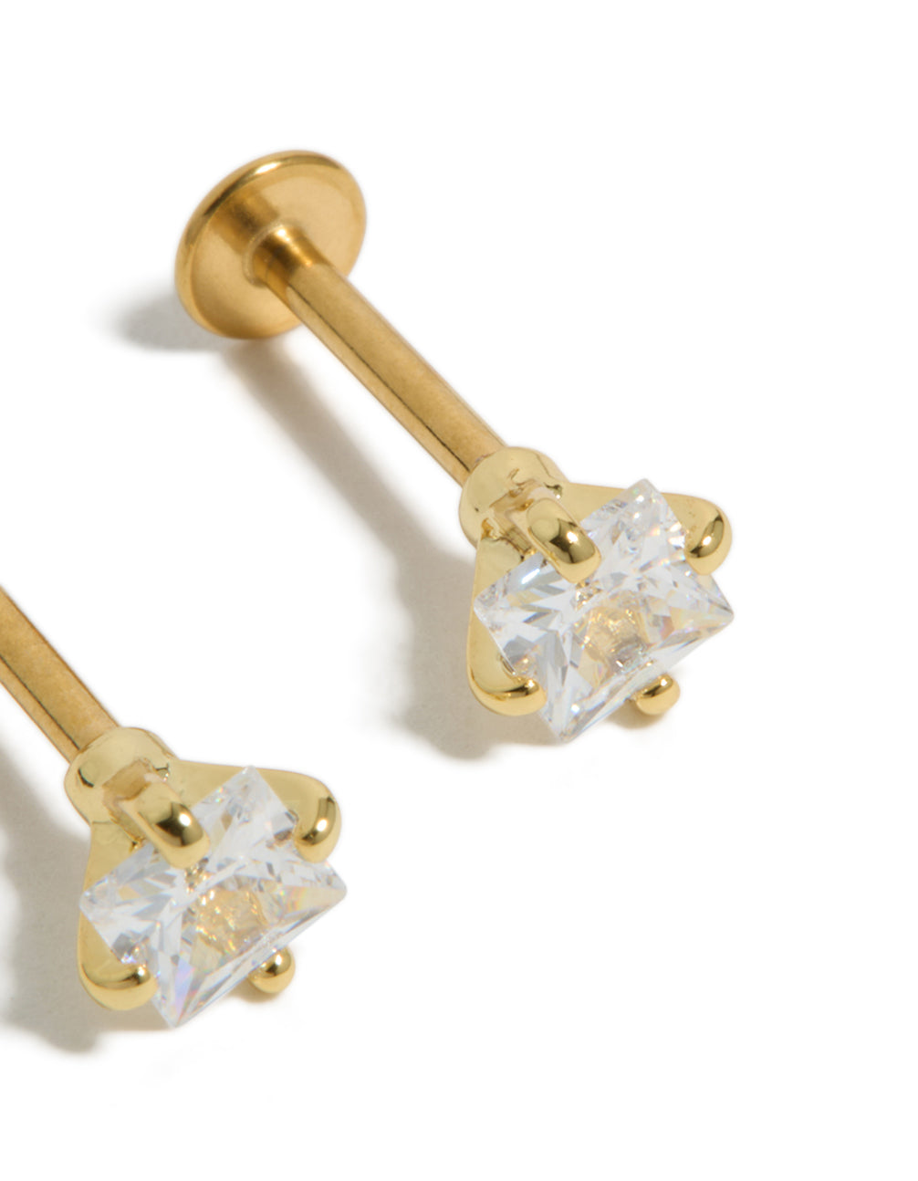 Gold Plated Surgical Steel Cubic Zirconia Flat Back Studs