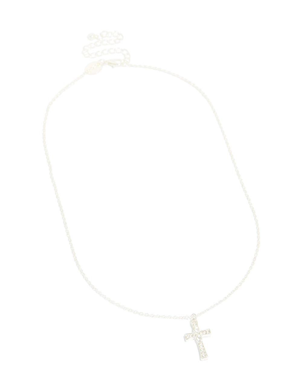 Silver Diamante Cross Necklace