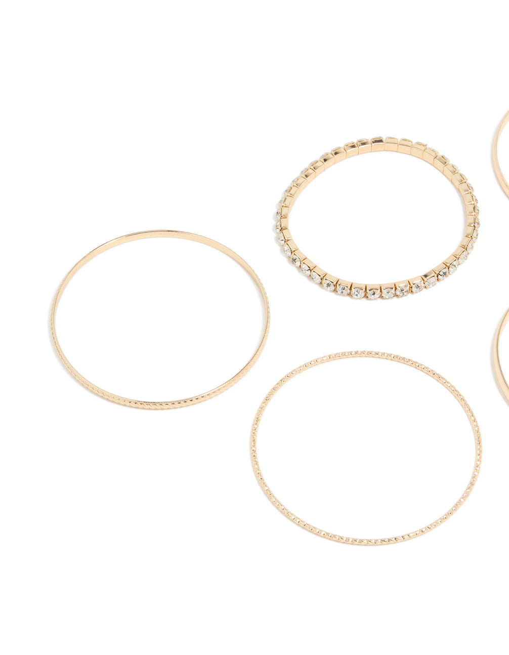 Gold Diamante & Shiny Bangles 5-Pack