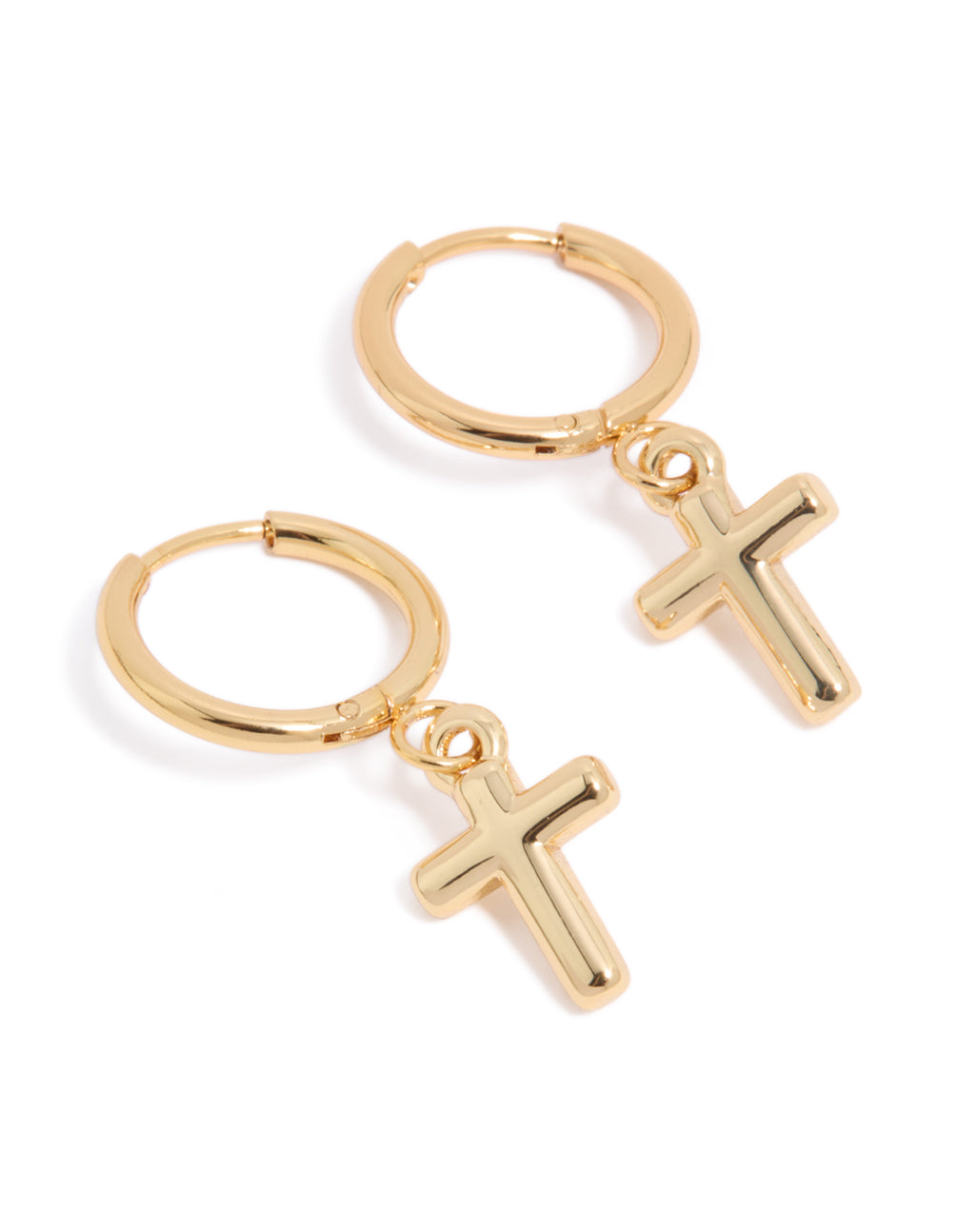 Waterproof Gold Plated Stainless Steel Cross Huggie Earrings
