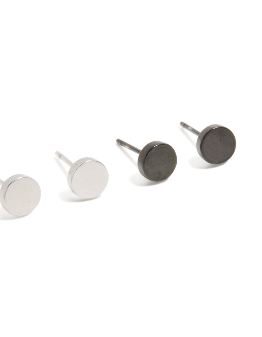 Mens Waterproof Mixed Plated Stainless Steel Flat Stud Earrings 3-Pack