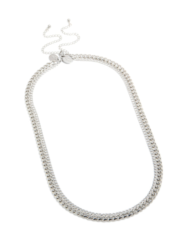 Discover mens stainless steel mixed chain in waterproof material silver 2-pack front view