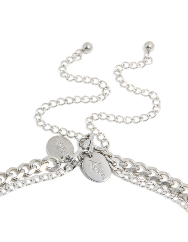 Presenting mens stainless steel mixed chain in waterproof material silver 2-pack clasp detail view