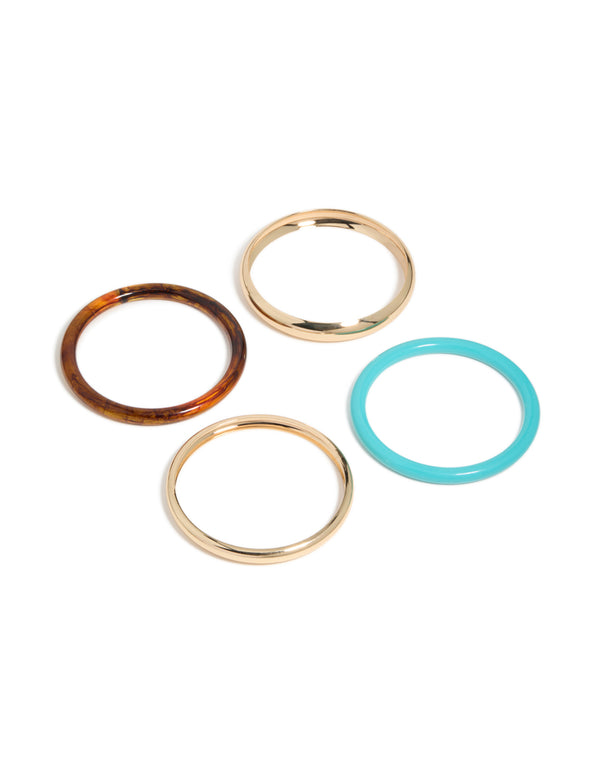 Gold & Mixed Acrylic Bangles 4-Pack