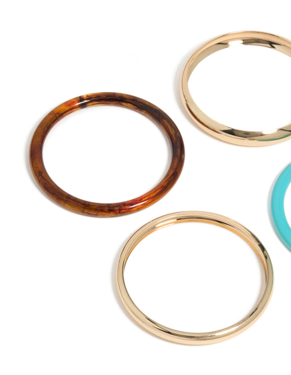 Gold & Mixed Acrylic Bangles 4-Pack