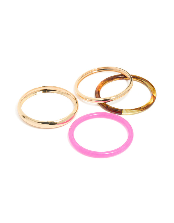 Gold & Pink Acrylic Bangles 4-Pack