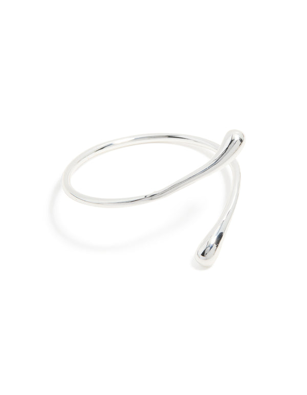 Silver Plated Curved Wrap Hinged Bangle