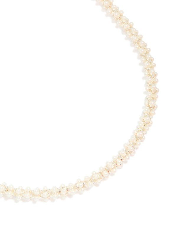 Silver Plated Pearl Fireball Pearl Necklace