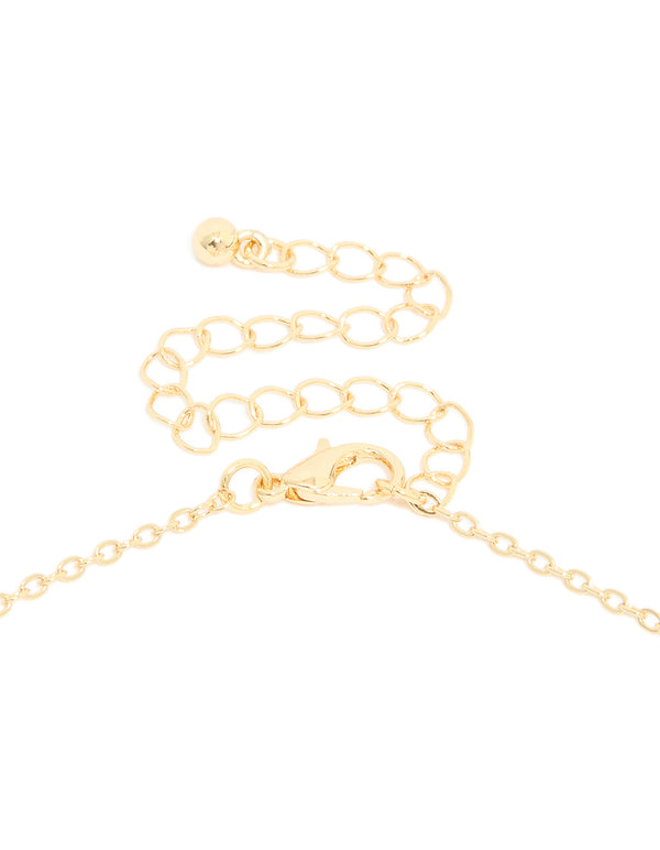 Gold Plated Green Oval Stone Necklace