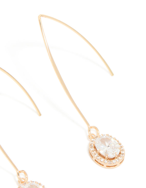 Gold Cubic Zirconia Dainty Circle Drop Earrings