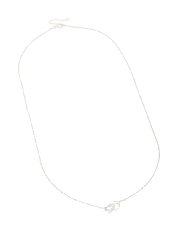 Sterling Silver Interlocked Hoops Pendant Necklace