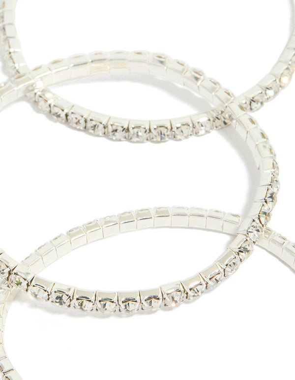 Silver Diamante Stretch Bracelets 8-Pack