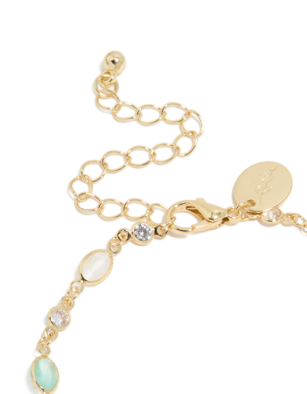 Gold Plated Clear & Blue Cubic Zirconia Oval Bracelet