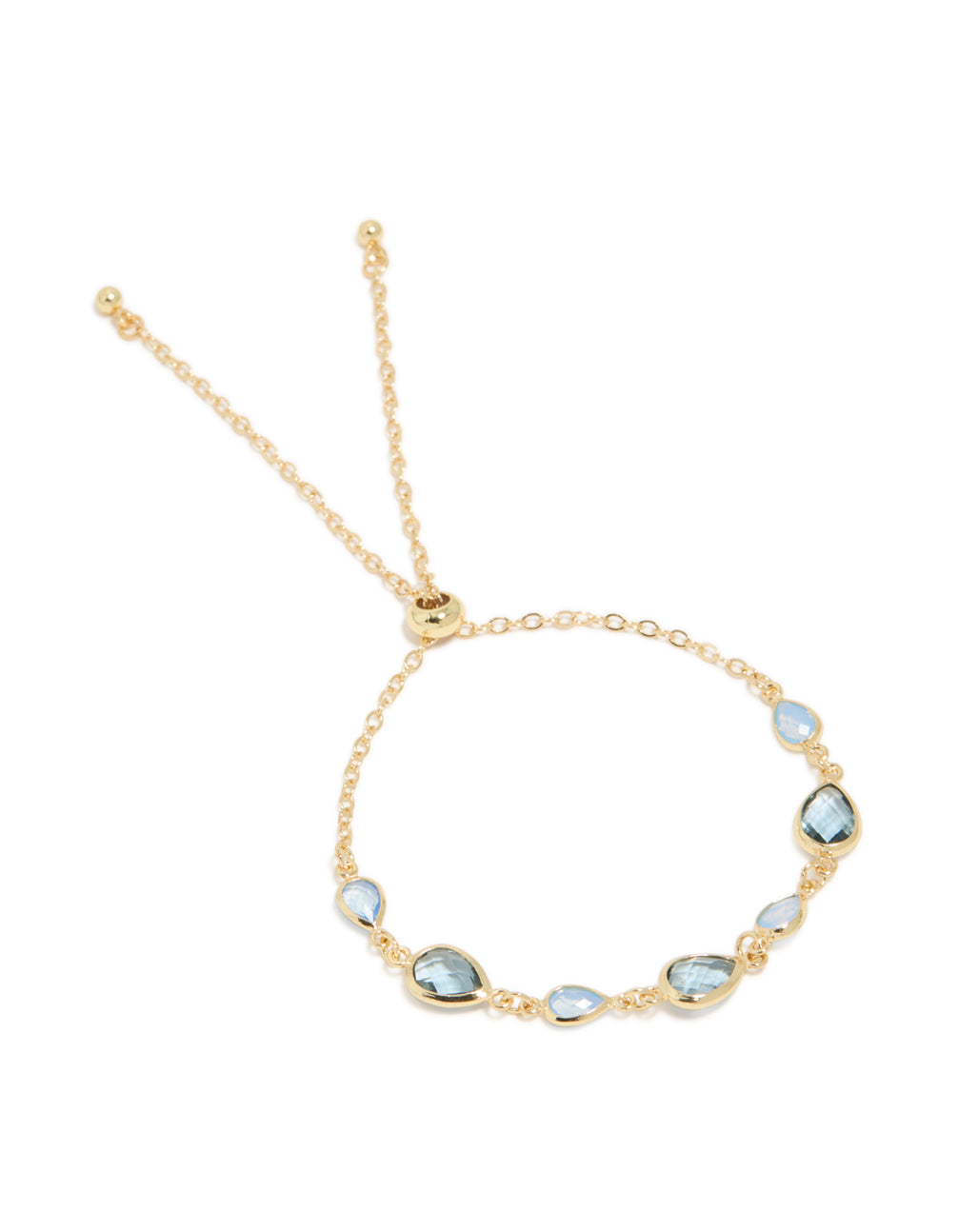 Gold Plated Deep Blue Cubic Zirconias Large Toggle Bracelet