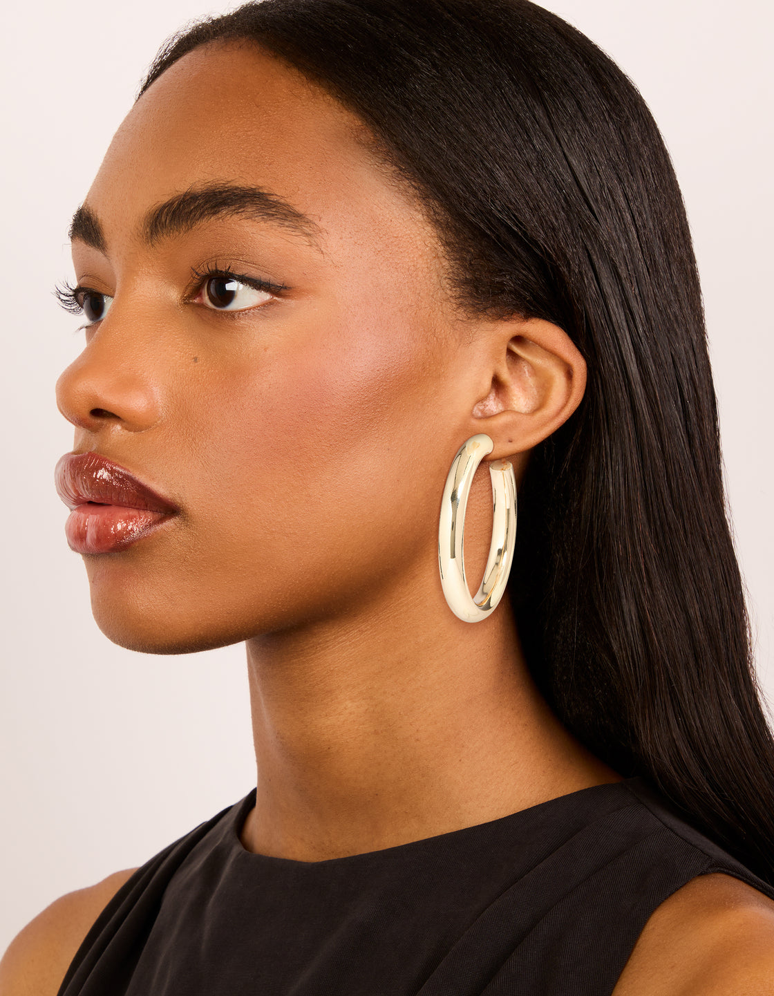 Gold Large Thick Hoop Earrings
