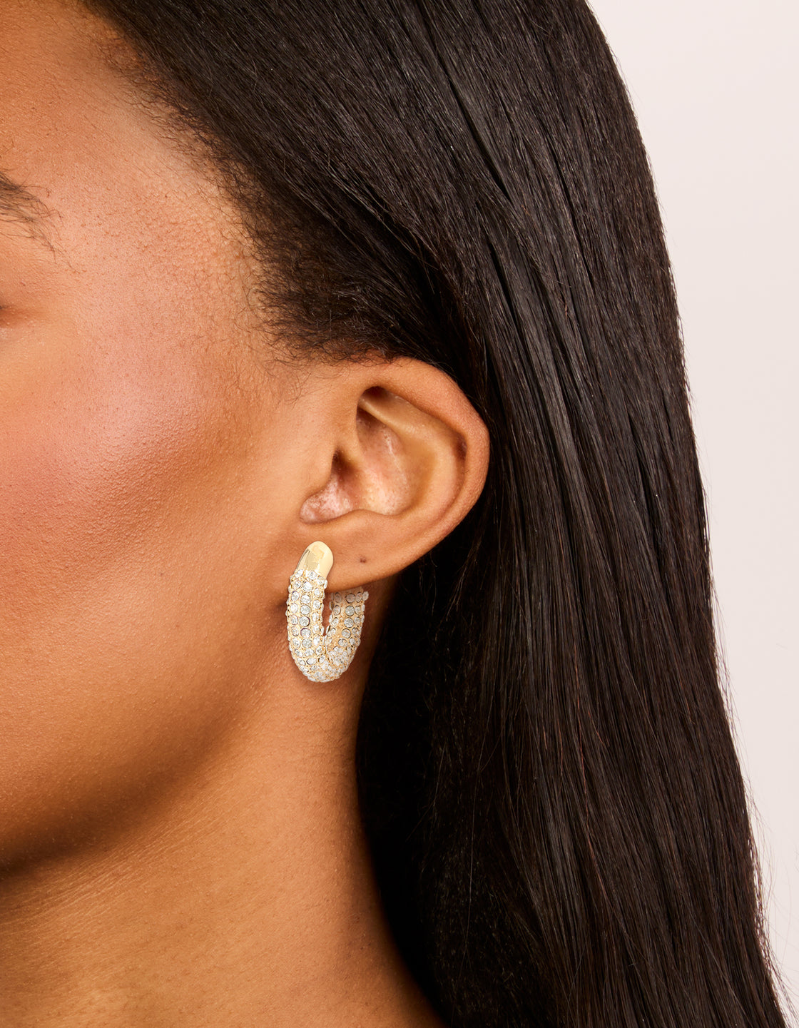 Gold Diamante Small Hoop Earrings