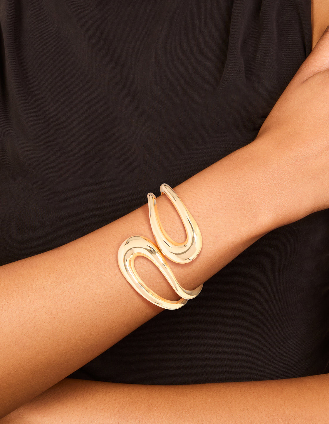 Gold Wrapped Loop Hinged Bangle