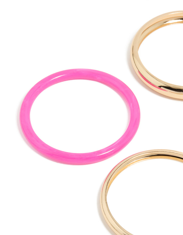 Gold & Mixed Acrylic Bangles 4-Pack