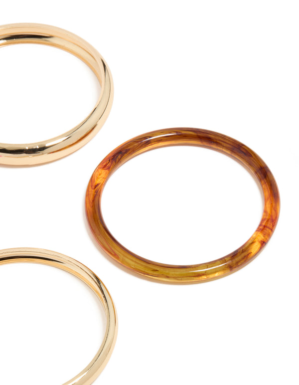 Gold & Mixed Acrylic Bangles 4-Pack