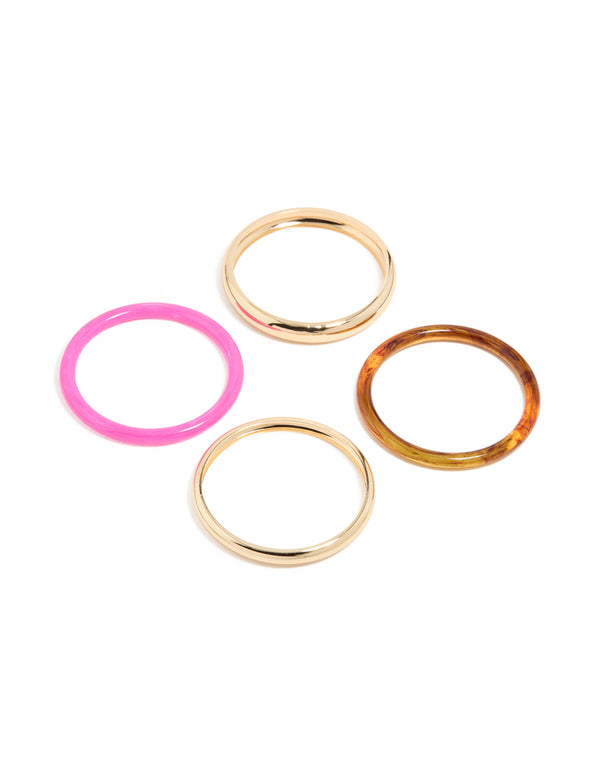 Gold & Mixed Acrylic Bangles 4-Pack