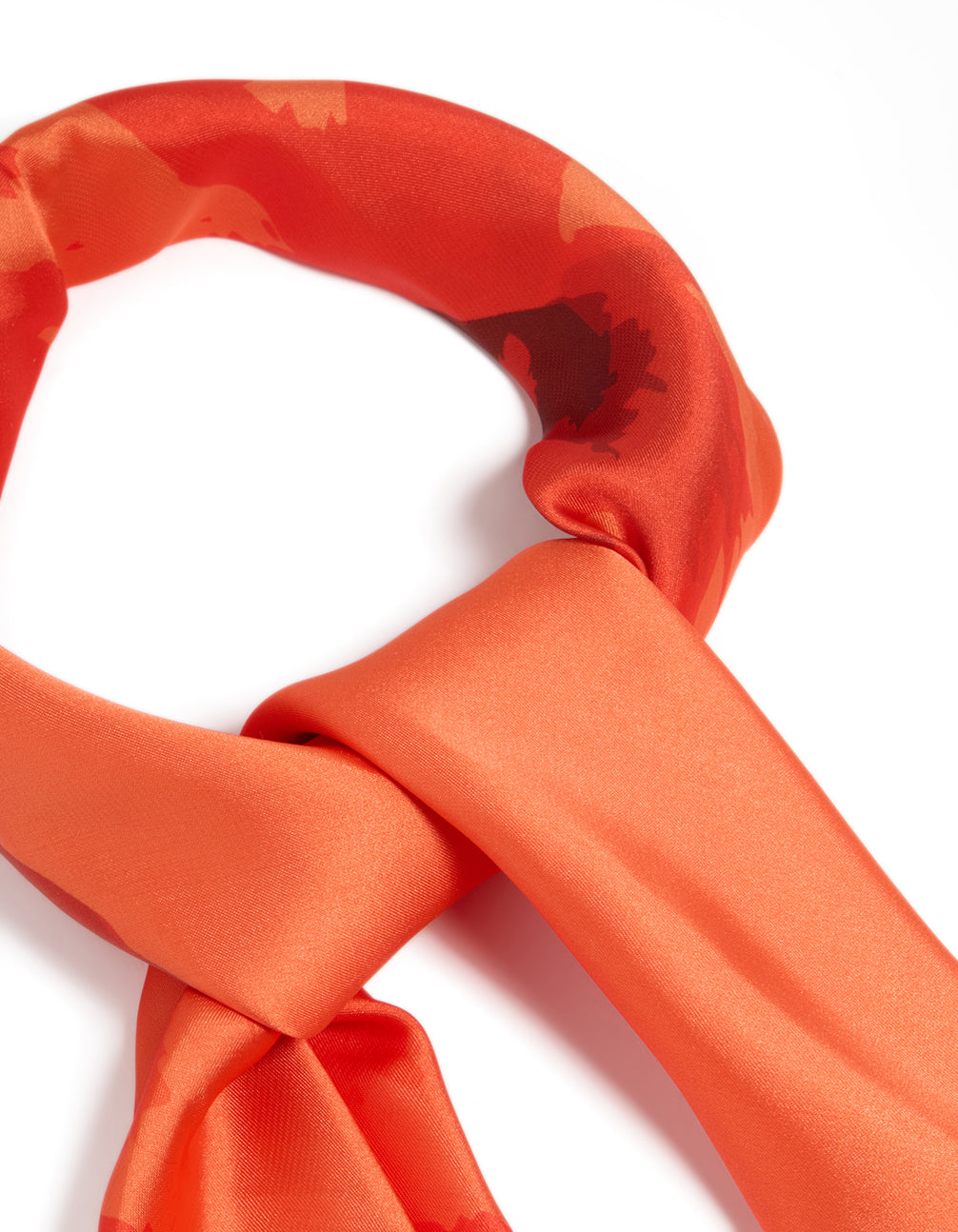 Orange Fabric Double Hibiscus Printed Scarf