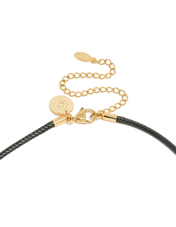 Waterproof Gold Plated Stainless Steel Pear Cubic Zirconia Pendant Cord Necklace