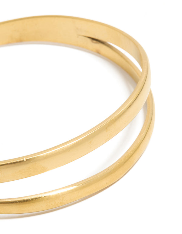 Waterproof Gold Plated Stainless Steel Split Double Layered Wrist Cuff