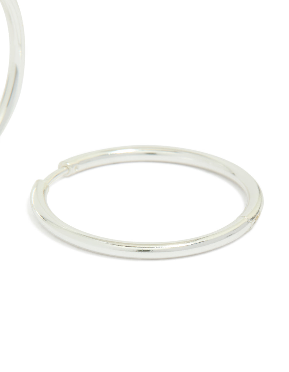 Presenting waterproof silver plated stainless steel clicker hoop earrings 30 MM post detail view