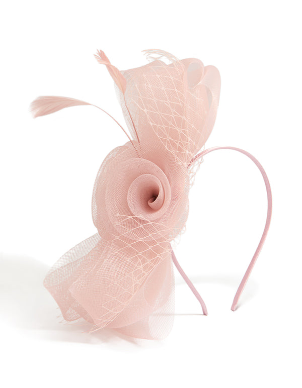 Pink Fabric Bow Angled Fascinator