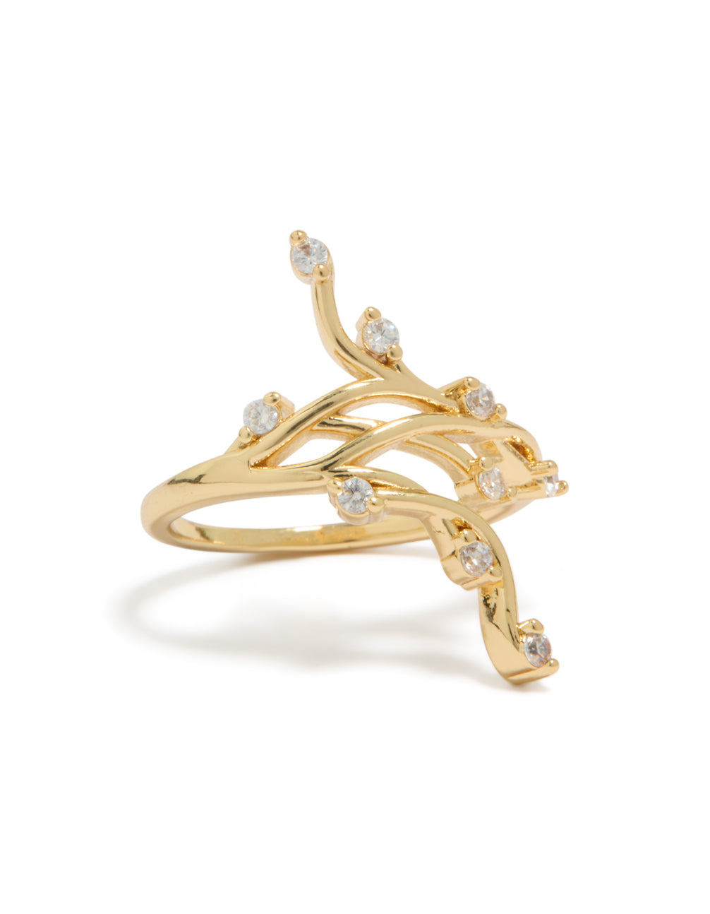 Showcasing a gold plated cubic zirconia dainty in clear front view