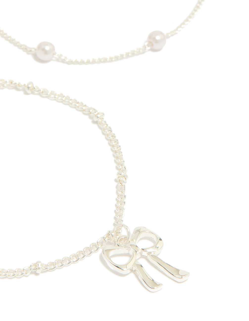 Silver Pearl & Bow Charm Bracelets 3-Pack
