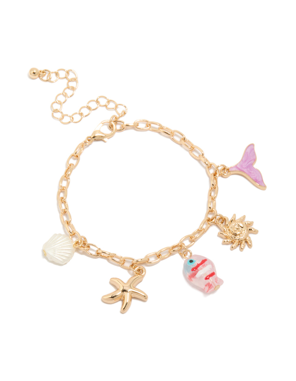 Gold Colourful Ocean Fish Charm Bracelet